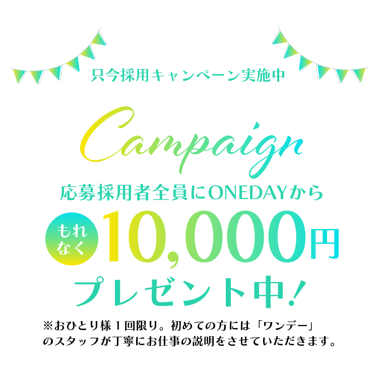 採用キャンペーン!応募者全員にもれなく50,000円プレゼント